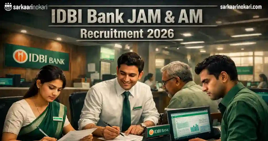 IDBI Bank Junior Assistant Manager (JAM) & Assistant Manager (AM) Recruitment 2026. Featured image on SarkaariNokari com